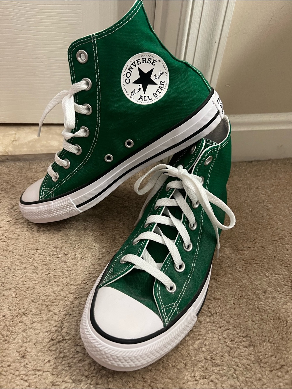 Converse Green and White High-Top Canvas Sneakers - Picture 4 of 6